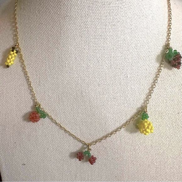 Madewell Fruit Necklace Charm Casual Fun Preppy Gold tone Beaded Charms Summer - Picture 9 of 11
